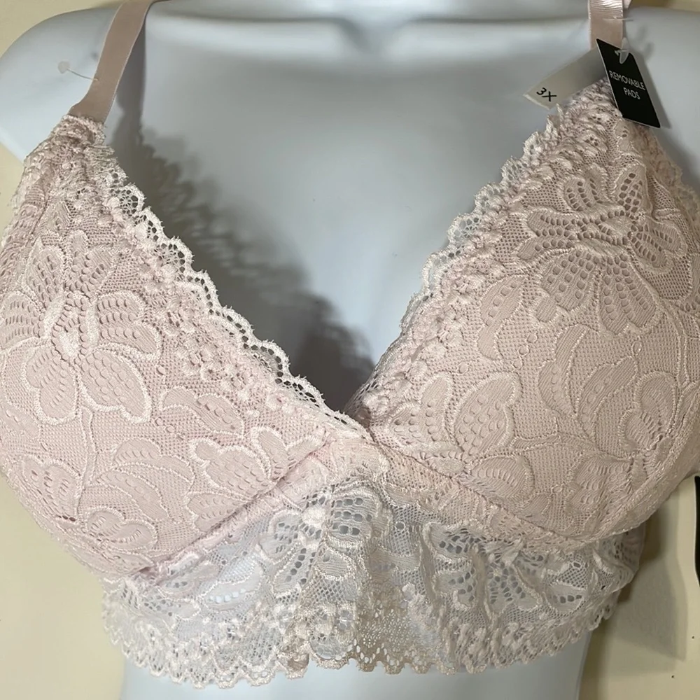 Laura Ashley Sexy Wireless Lace Bralette. 3X. NWT.